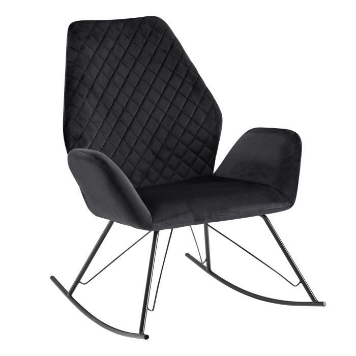 wohnling chaise à bascule chaise de relaxation noire chaise à bascule en velours chaise à bascule