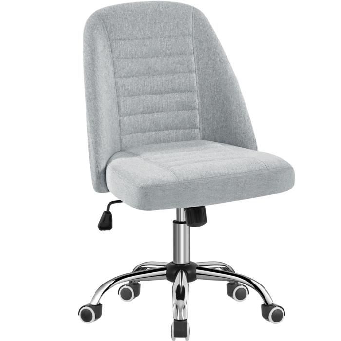 Yaheetech Chaise de Bureau à Roulettes Fauteuil de Bureau Blanc avec Accoudoirs pour Ordinateur