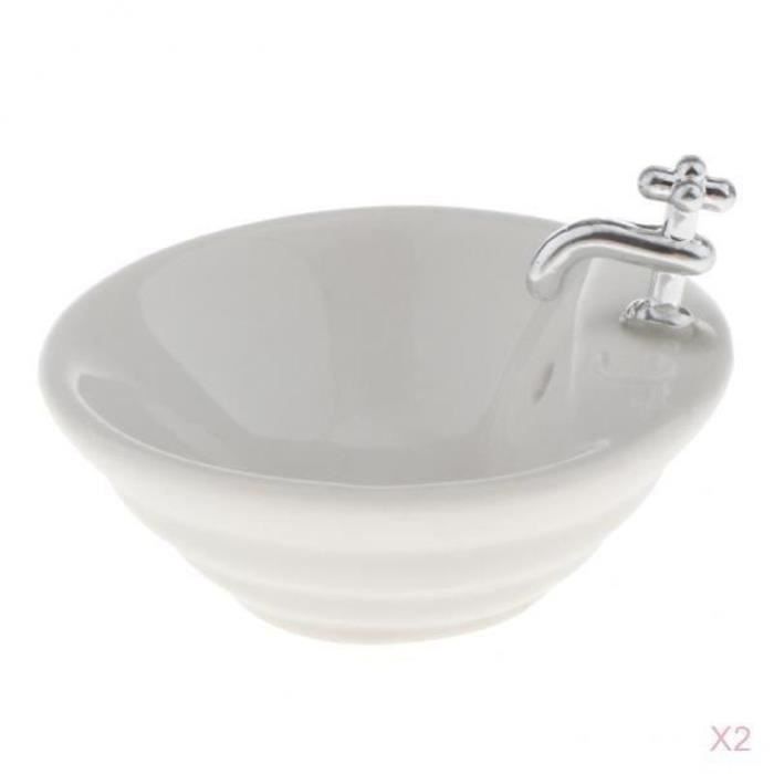Lavabo Blanc Miniature 1:12 Pour Maison De Poupée – Évier Rond – Accessoire Déco DIY – Salle De Bain Ou Cuisine