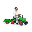 Tracteur à pédales X Tractor vert avec capot ouvrant et remorque inclus - FALK - Pour enfants de 2 à 5 ans-1