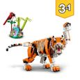 LEGO 31129 Creator 3-en-1 Sa Majesté le Tigre, Jouet et Figurine Animaux, se Transforme en Panda, et Poisson, Enfants Dès 9 Ans-1