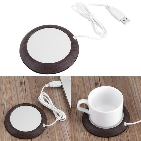 Chauffe-tasse électrique USB Accessoire de cuisine Pratique Sous-verre  chauffant Bureau Noir mat A38 LS008