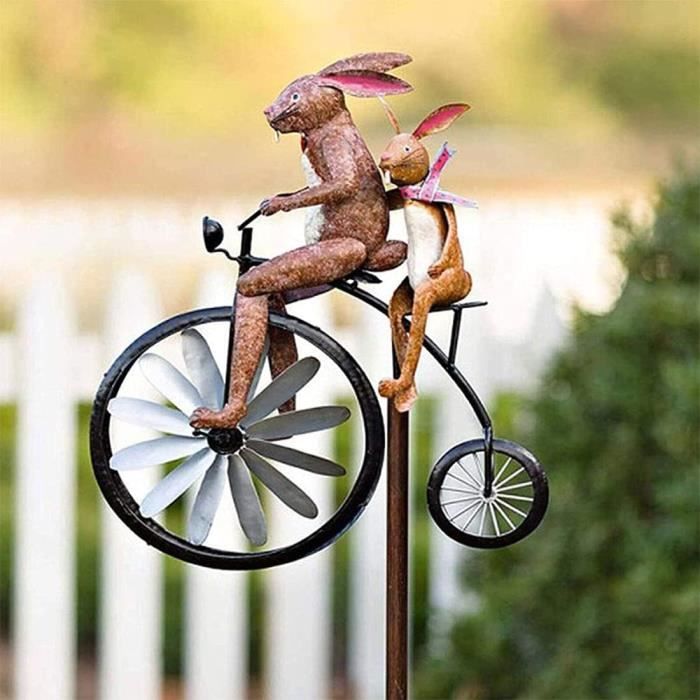 Sculpture cinétique à vent - Lapin - Mobile à vent en forme de vélo avec  moto - Décoration de jardin - Cdiscount Sport