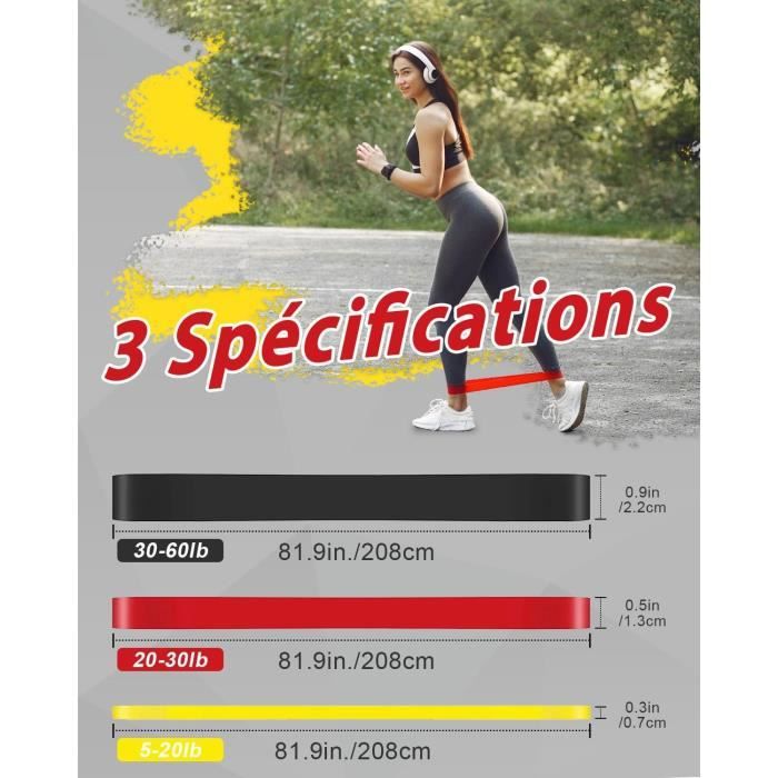 Bande De Résistance Musculation 3 Bandes élastiques Fitness Kuyang - Extra Longues Avec Ancrage Porte Yoga Pilates Rééducation