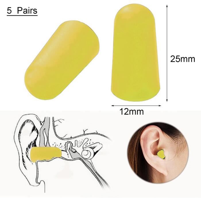 Protection auditive Bouchons d'oreille en mousse PU - 5 paires DI
