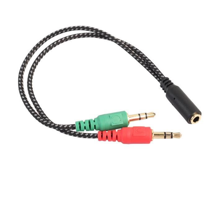 Adaptateur pour casque HYFAI Audio répartiteur audio 3,5 mm mâle vers 2  femelle micro casque audio séparateur en y câble 2 prises microphone 0,65  pi