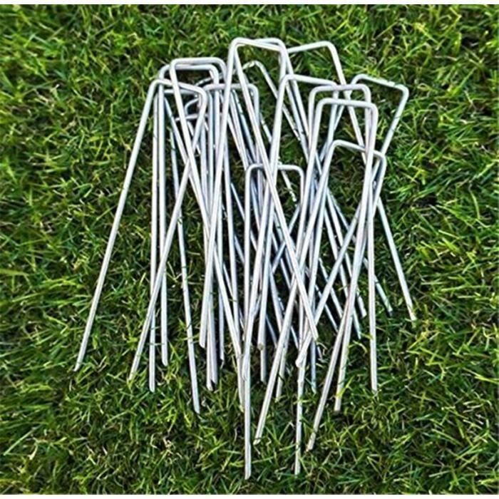 50 Piquets De Fixation Acier Galvanisé - Sardines Jardin U Inoxydables Pour Toile Anti-Mauvaises Herbes