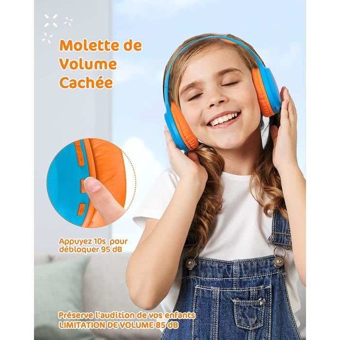 Casque Audio Enfant, Zamkol Casque pour Enfant 85dB, 40 Heures