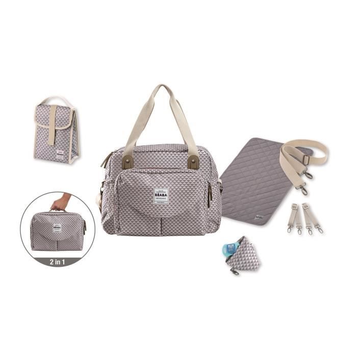 BEABA Sac a langer Geneve II Modulable Grande contenance Rangements multiples Pochette avant amovible Gris Cdiscount Puericulture Eveil bebe