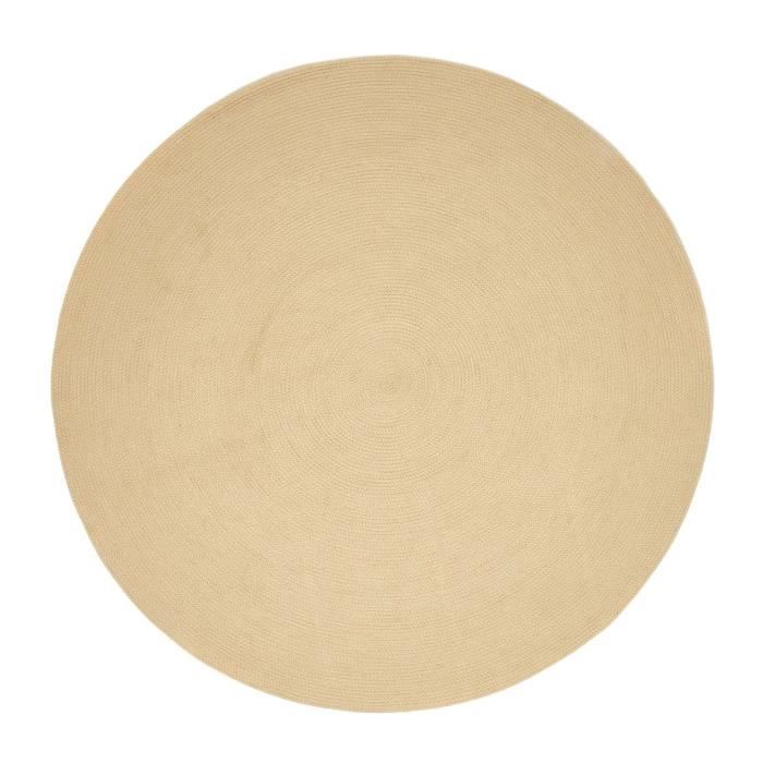 Tapis Rond 150 Cm Beige Doux - Moelleux, Lavable En Machine, Antidérapant Pour Chambre Et Salon