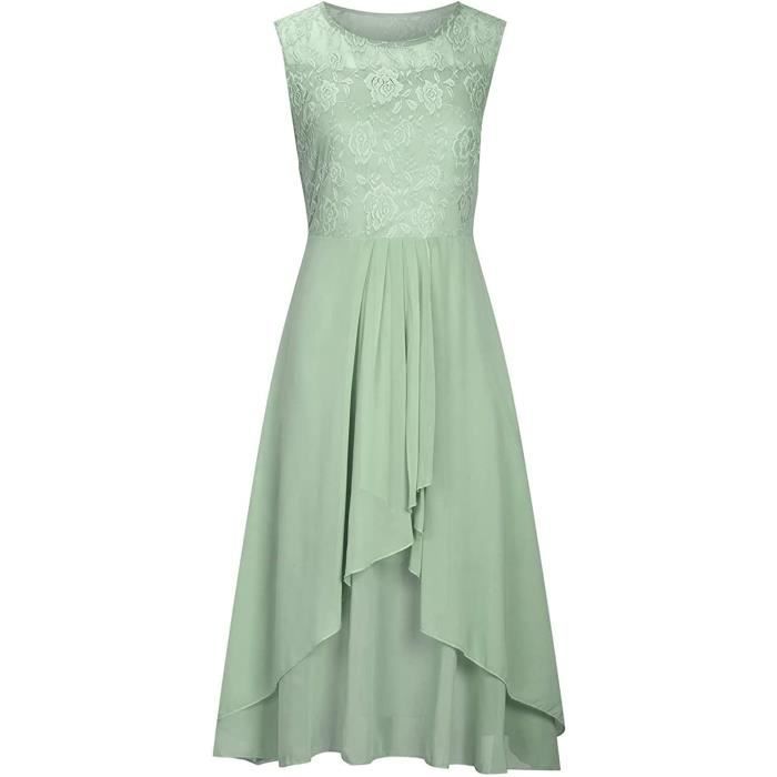 Robe Femme Chic et ??l?�gante - Sans Manches - Imprim?� Vert - Mi-Longue Vert - Cdiscount Pr??t-?�-Porter