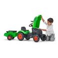 Tracteur à pédales X Tractor vert avec capot ouvrant et remorque inclus - FALK - Pour enfants de 2 à 5 ans-2