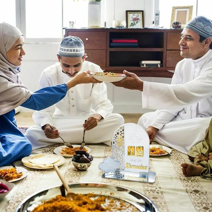 Calendrier / Counter du Ramadan en Acrylique Blanc et Doré - Univer