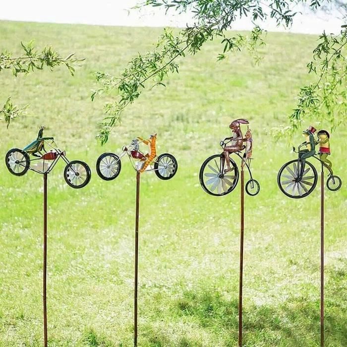 Sculpture cinétique à vent - Lapin - Mobile à vent en forme de vélo avec  moto - Décoration de jardin - Cdiscount Sport