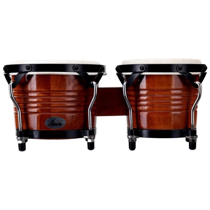Djembe Adulte Bongos XDrum Pro - Set Complet Avec Pied Réglable (Tobacco Sunburst) Tambour Supporter