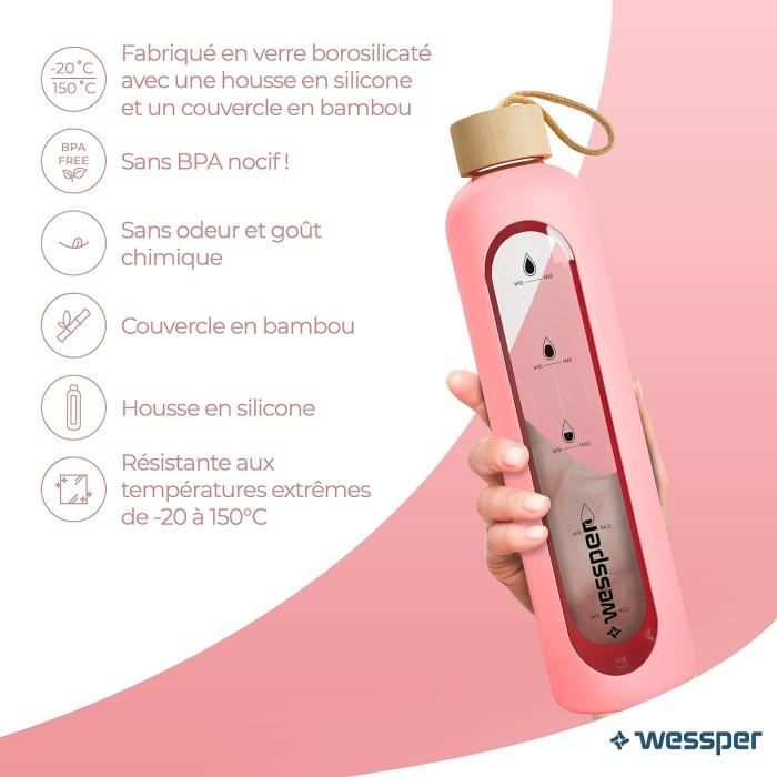 Bouteille D'eau Motivationnelle 1L Avec Mesures De Temps - Pour Sport, Bureau, école, Voyage