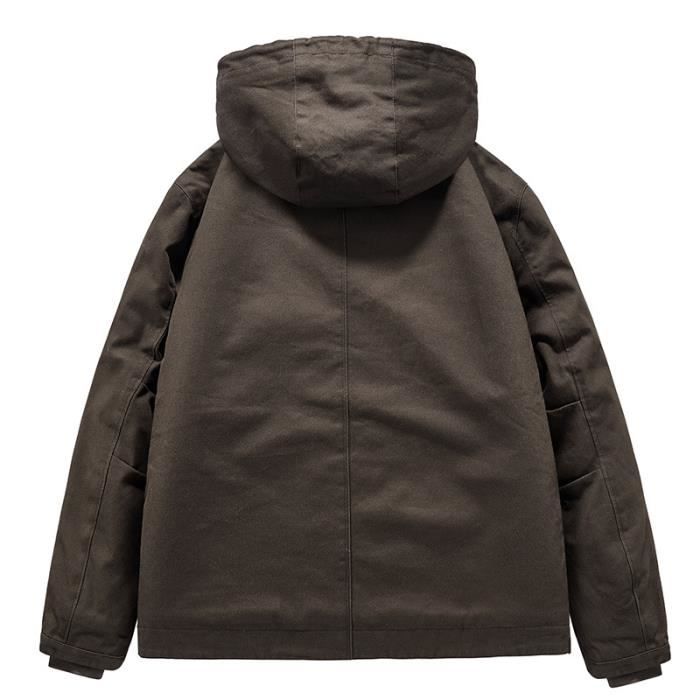 Veste Homme Hiver Chaude MEIbax - Polaire Doublée, Capuche, Zippée, Coupe Vintage Ample