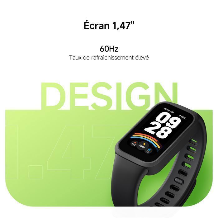 Xiaomi Smart Band 9 Active – Bracelet Connecté Écran AMOLED – Suivi Sport & Santé – 5 ATM – Autonomie 14 Jours – Beige Blanc