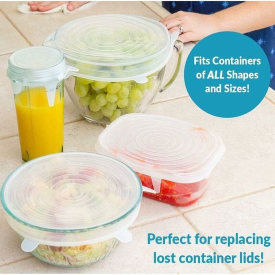 12 Pièces Couvercles En Silicone, Couvercle Extensibles En Silicone Sans Bpa Couvercle Universel De 6 Tailles Differentes Pour Micro Ondesle Fourle Frigole Lave Vaisselle 91741147