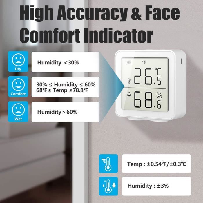 Hygromètre à capteur d'humidité WiFi Intelligent Thermomètre à