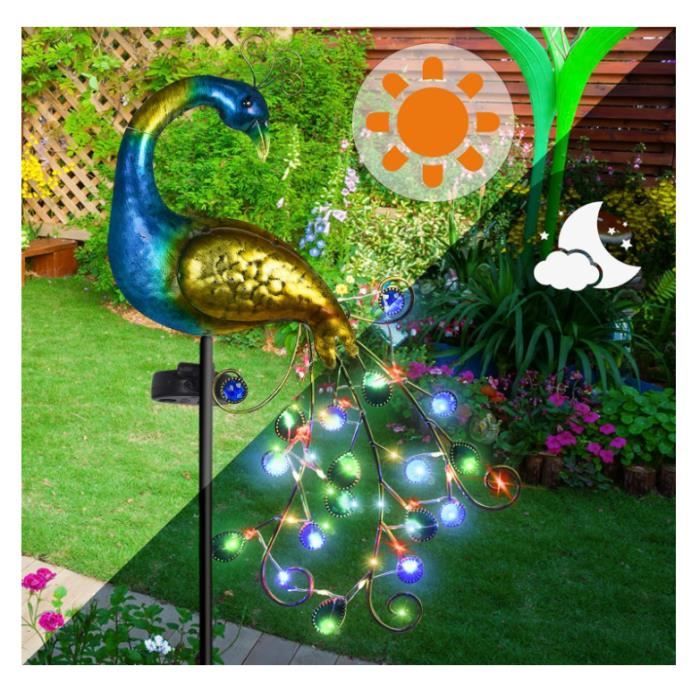 Lampe Solaire Colibri – Statue Métal Avec Boule Verre Fissuré, Éclairage Jardin Extérieur | IP55 Étanche | Déco Terrasse - 12