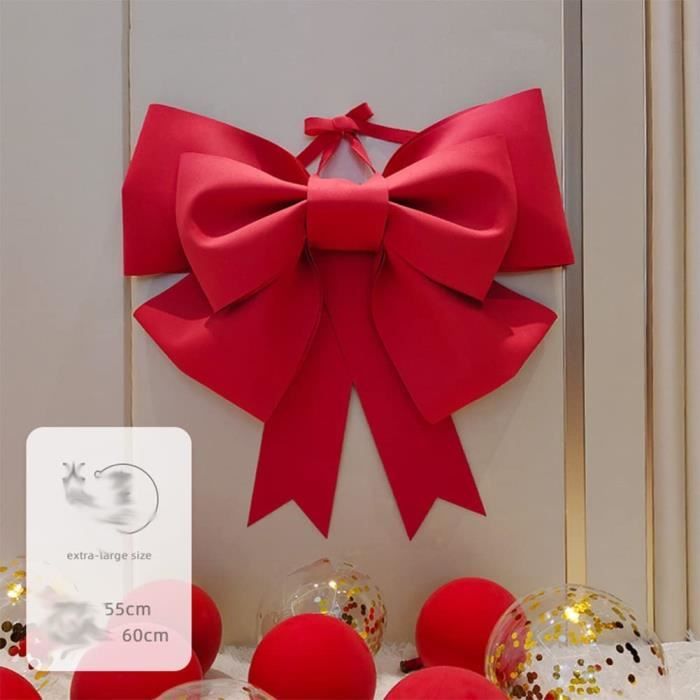Gros nœud cadeaux motif Zig-Zag rouge brillant, Nœud décoration jute
