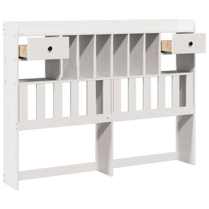 VidaXL Tête De Lit Double Sur Pied - Bois Massif De Pin Blanc 146x100 Cm - Style Rustique & Élégant