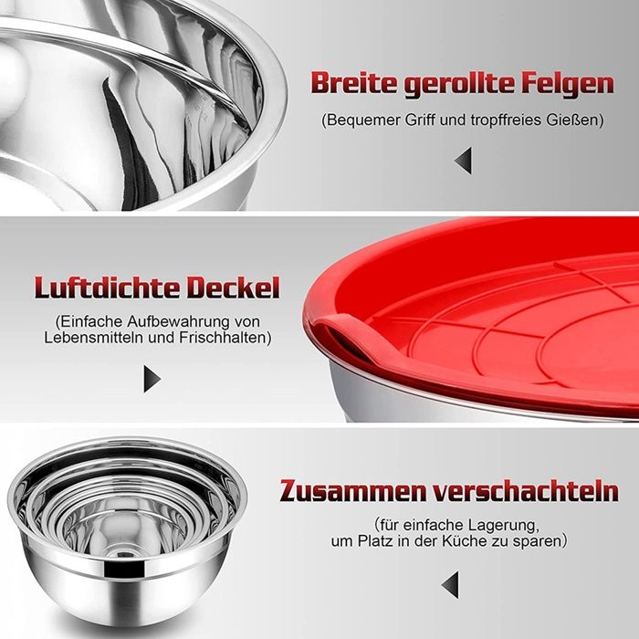 Saladier Acier Inoxydable Bol Mélangeur Inox Equinox 25cm - Base Caoutchouc Anti-Dérapante - Argent Accessoire Pâtisserie