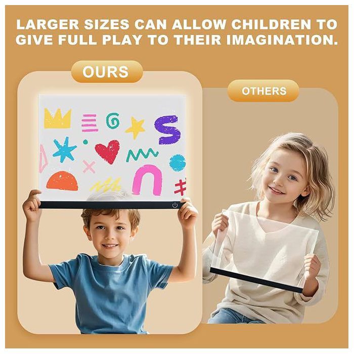 Tableau lumineux Message LED, Tablette lumineuse Dessin Enfant, Tableau Magique avec 7 couleurs Stylo,Support Réglable,30x20cm - Jeux - Jouets