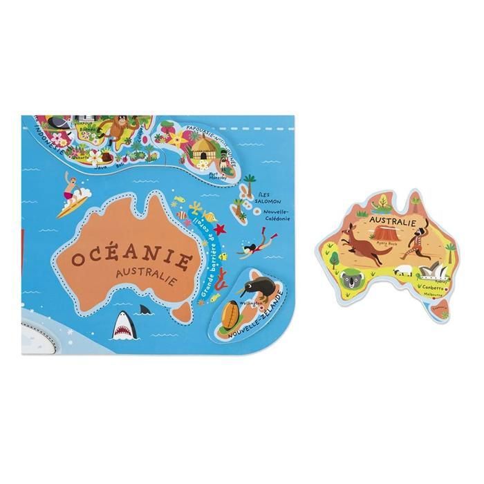 Puzzle Carte du Monde Magnétique en Bois - 92 Pièces Aimantées - 70 x ...