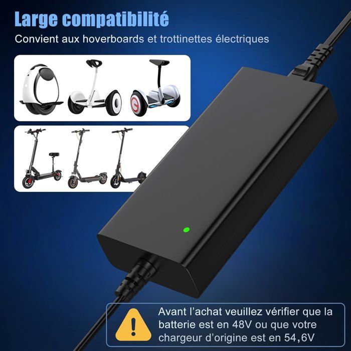 54,6V 2A Chargeur Trotinette Electrique,48V Chargeur Universel Batterie Lithium Avec 6 Connecteurs,Charge Rapide Hoverboard, Bici - Sport 54,6V 2A Chargeur Trotinette Electrique,48V Chargeur Universel Batterie Lithium Avec 6 Connecteurs,Charge Rapide Hoverboard, Bici - Sport