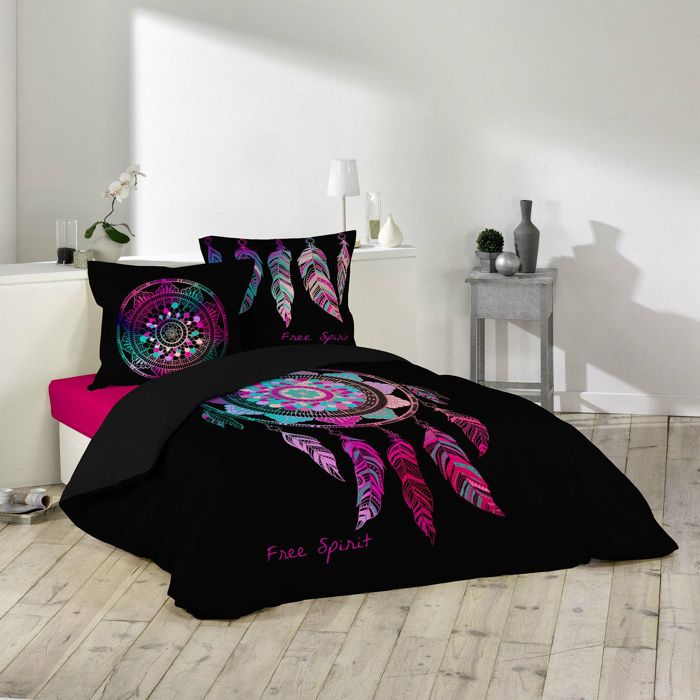 Parure De Lit 240x220 Coton ZEN Rose 3 Pièces | , Linge De