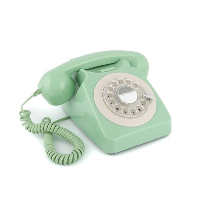 Téléphone Rotatif De Style Rétro Vert De Dessin Animé De Vecteur