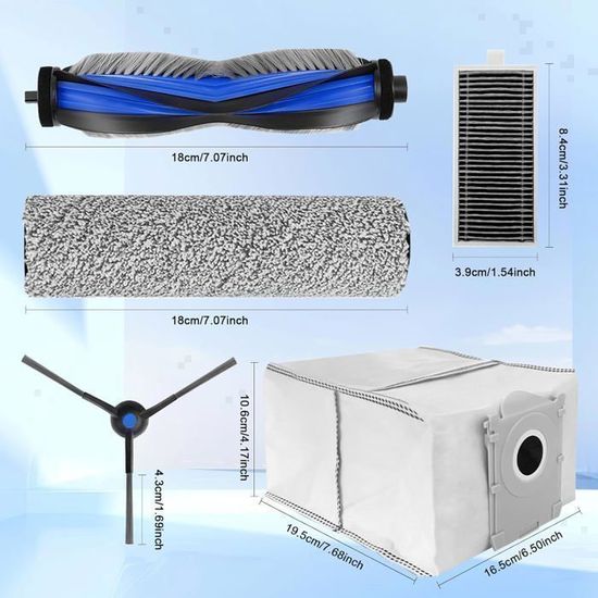 Kit 16 Pièces De Rechange Pour Ecovacs Deebot X8 / X8 Pro Omni - Brosse Principale, Balais Roulants, Filtres HEPA, Sacs à Poussière, Brosses Latérales
