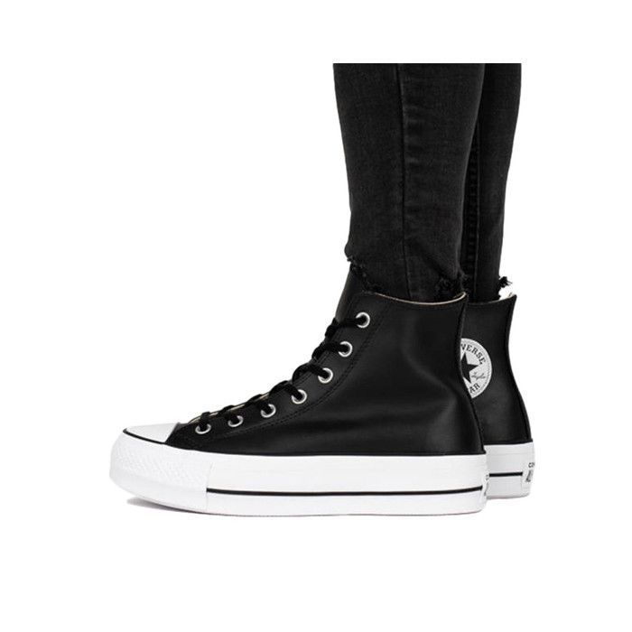 Baskets Femme Converse All Star Platform en Cuir Noir Black