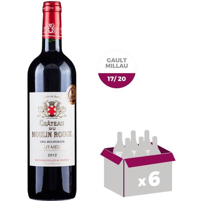 Carton de 6 bouteilles de CHÂTEAU DU MOULIN ROUGE 2012 Haut Médoc Vin de bordeaux - Rouge - 75 cl x6