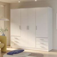 Armoire 4 portes battantes + 6 tiroirs - Bois aggl