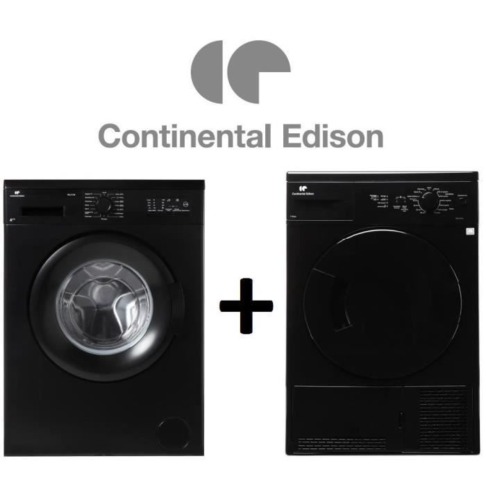 PACK Lavage/Séchage CONTINENTAL EDISSON Lavelinge CELL712B 7kg A++ ET Sèchelinge CESLCE7B