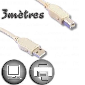 CÂBLE INFORMATIQUE Câble USB 2.0 A mâle / Type B mâle 3m