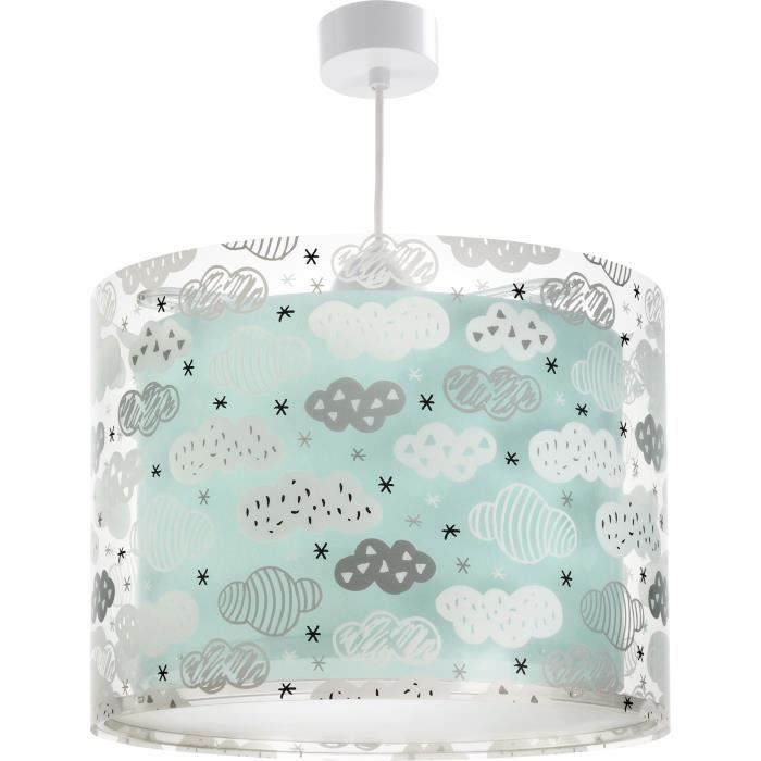 Dalber - Lampe à suspension enfant - Clouds - Motif nuages, L 33 cm, H 25 cm, Vert