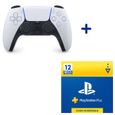 Pack PlayStation : Manette PS5 DualSense White + Abonnement 12 Mois au PlayStation Plus - Code de Téléchargement PS4 & PS5-0
