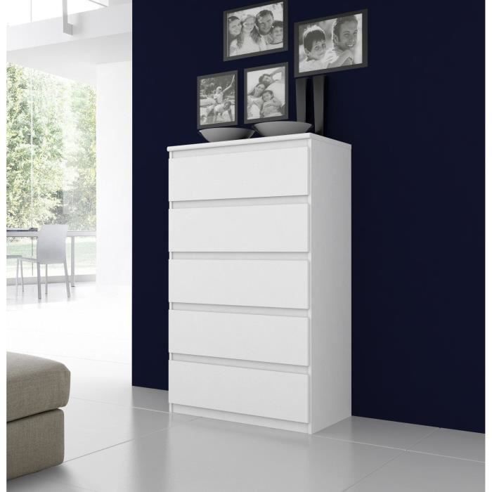 Natti Commode De Chambre Style Contemporain Blanc Mat L 78 Cm