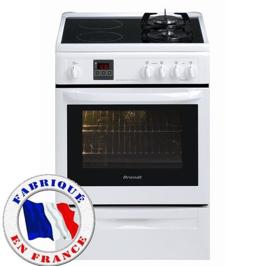 BRANDT KIP1012WCuisinière table mixte gaz / induction4 foyers6183W