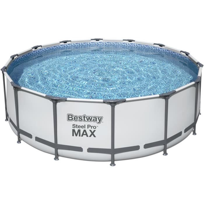 Kit Piscine hors sol tubulaire BESTWAY Steel Pro Max™ - 427 x 122 cm - Ronde (Avec un filtre à cartouche, une bâche et une échelle)