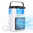 Mini Climatiseur Ventilateur - Petit Ventilateur d'humidification 600ml - 3 Vitesses 3 Modes de Pulvérisation - 7 Lumières LED