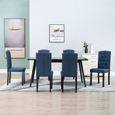 &57126 Lot de 6 Chaises de salle à manger - Chaise de salon Set de 6 Chaise à dîner - Bleu Tissu Style Classique Intemporel-0