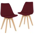 1156559© Design Rétro Scandinave Lot de 2 Chaises, Chaise de salle à manger, Salon & Salle à Manger & Cuisine, Rouge bordeaux Tissu-0