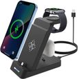 3 en 1 Chargeur Induction,18W Portable Station de Charge pour Apple,Chargeur Sans Fil Compatible avec iPhone,AirPods,Apple Watch-0
