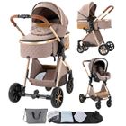 Poussette 3 en 1 Magic ZC Poussettes combinées Pousette Jusqu'à 30KG 0-3ans Avec sac à main Pliage en un clic Frein à pied Kaki