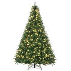 HOMCOM Sapin de Noël Artificiel Lumineux 210H cm LED x 700 Blanc Chaud + Support Pied 2154 Branches Vert